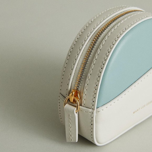 MWant Les Essentiels Luka Half Moon Leather Small Pouch Belt Bag, White/Blue - Picture 7 of 12